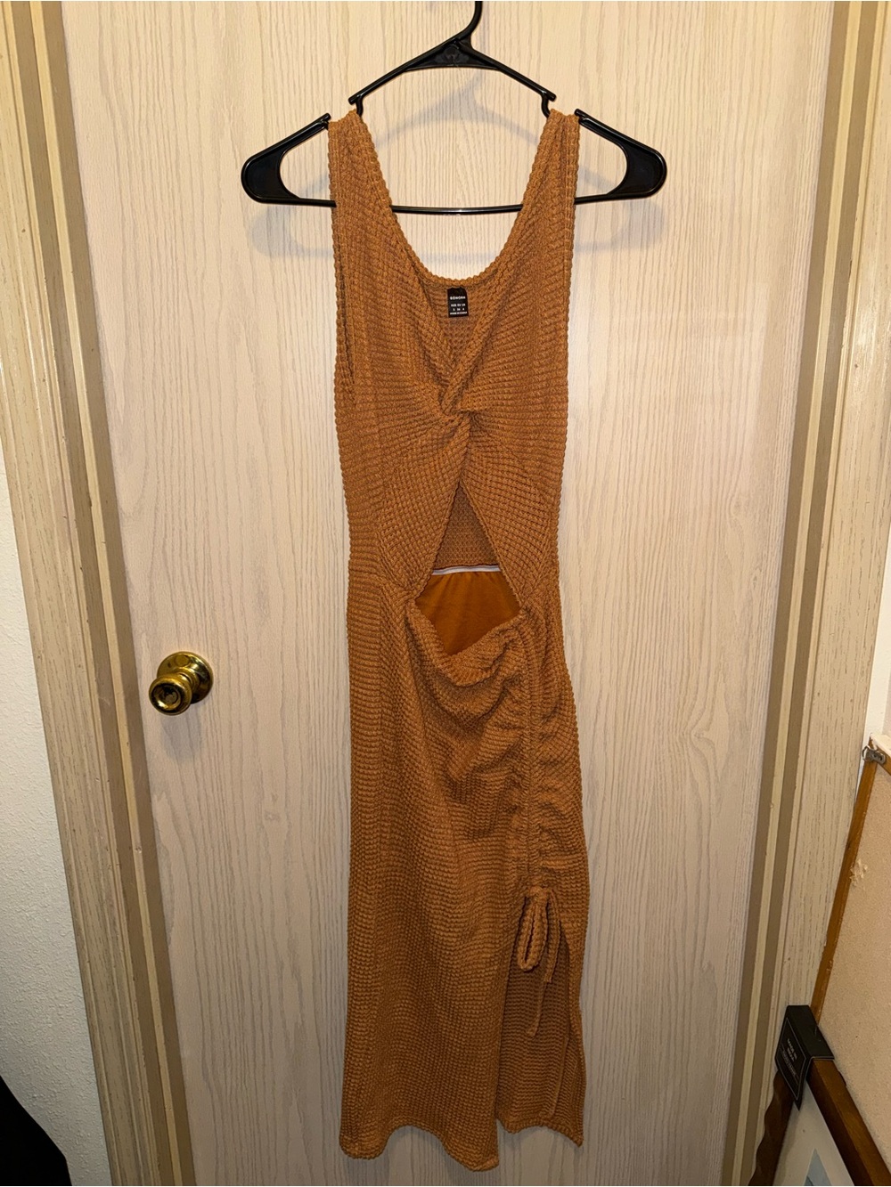 SHEIN Twist-Front Cutout Midi Dress in Burnt Orange